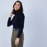 Pull col roulé en laine mérinos - Bea 6640 marine - 05 Bleu marine
