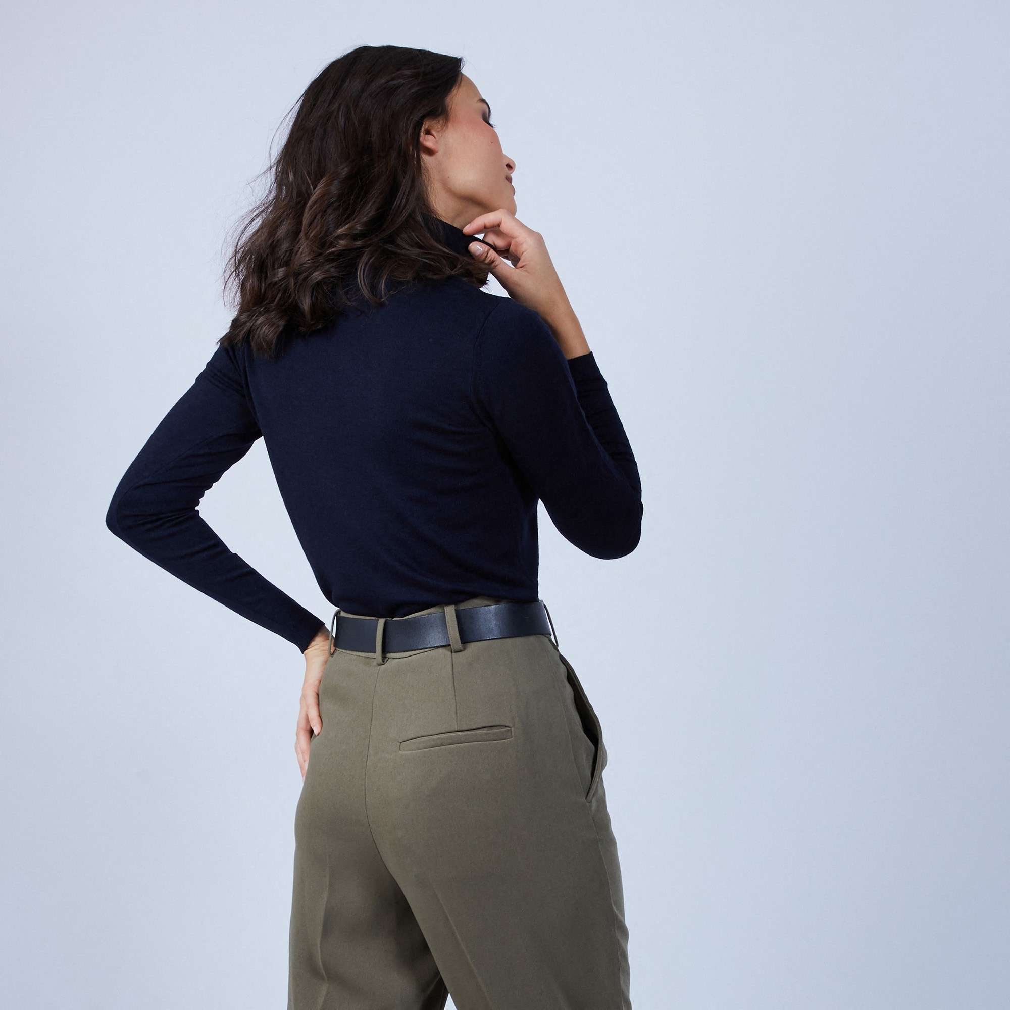 Pull col roulé en laine mérinos - Bea 6640 marine - 05 Bleu marine
