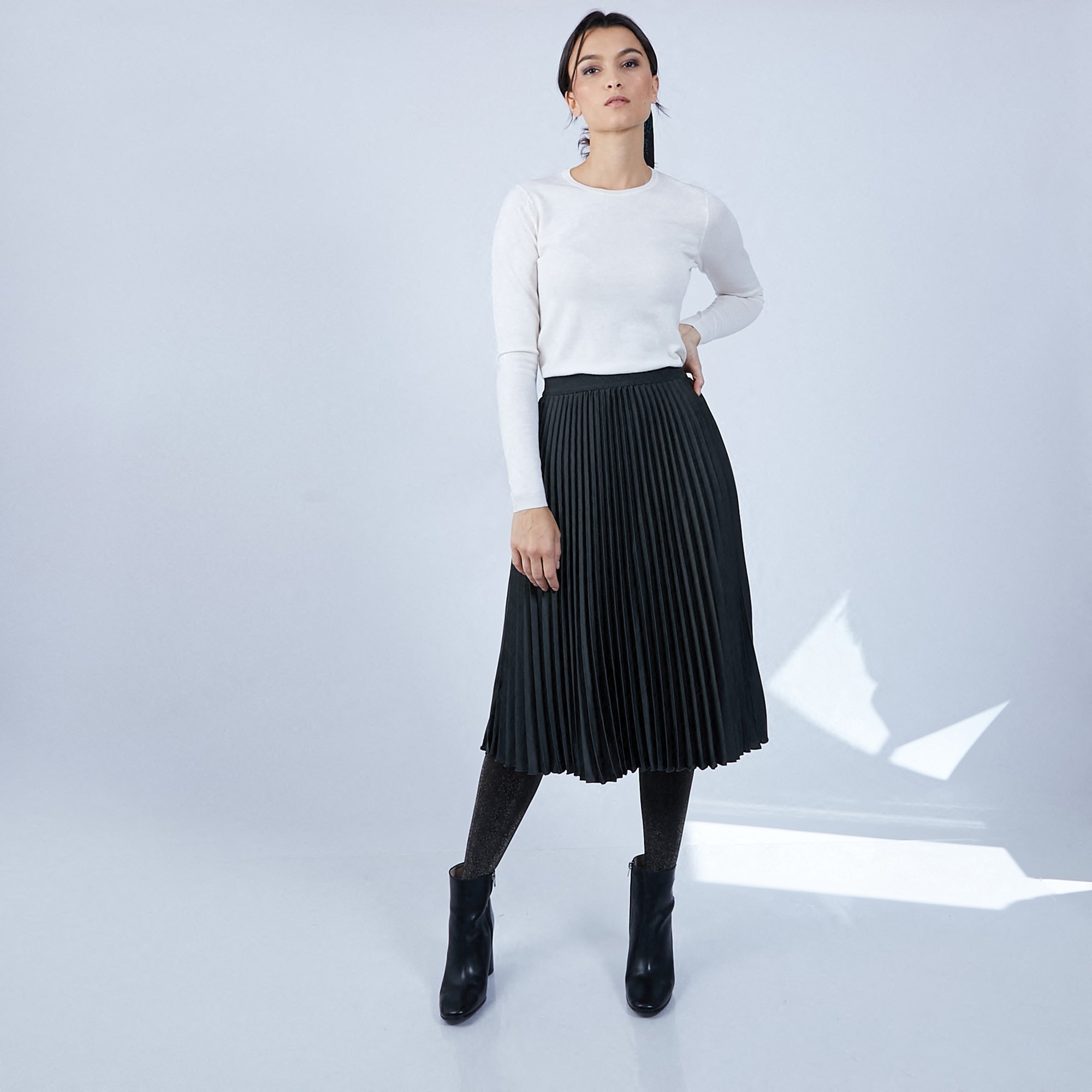 Pull col rond en laine mérinos - Berenice 6600 blanc - 02 Blanc