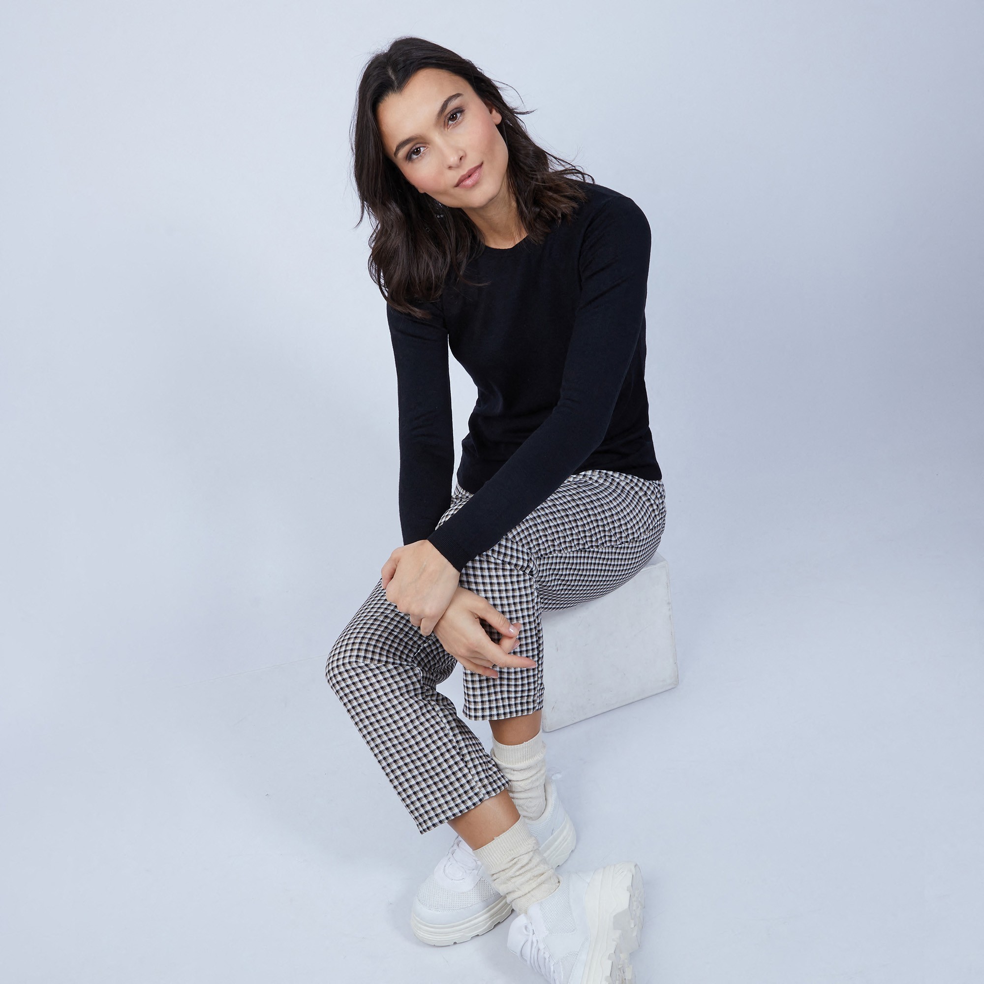 Pull col rond en laine mérinos - Berenice 6610 noir - 01 Noir
