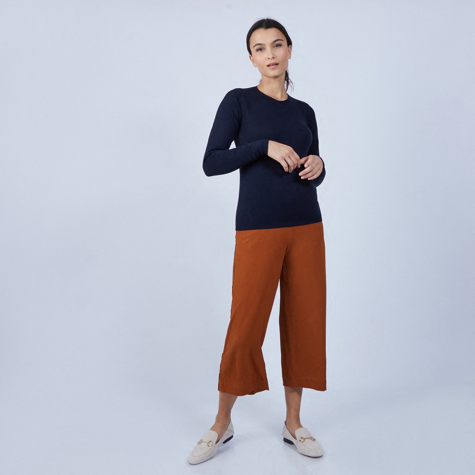 Pull col rond en laine mérinos - Berenice 6640 marine - 05 Bleu marine