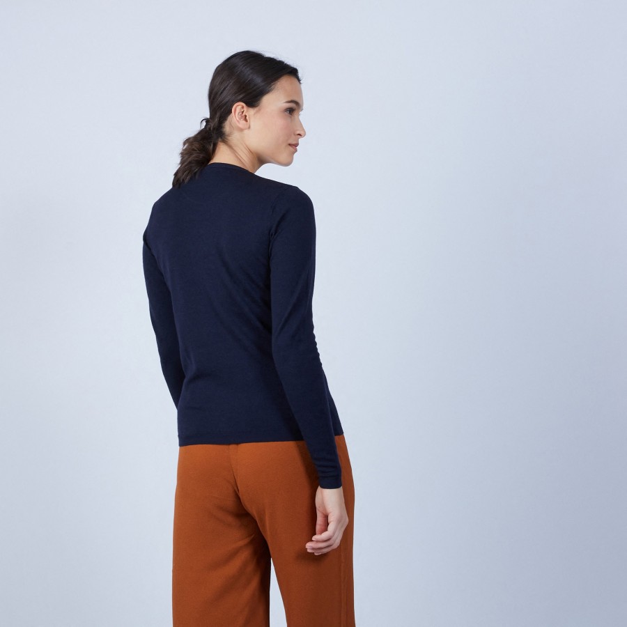 Suéter de lã merino com gola redonda - Berenice