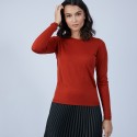 Pull col rond en laine mérinos - Berenice 6682 tomette - 46 Marron clair