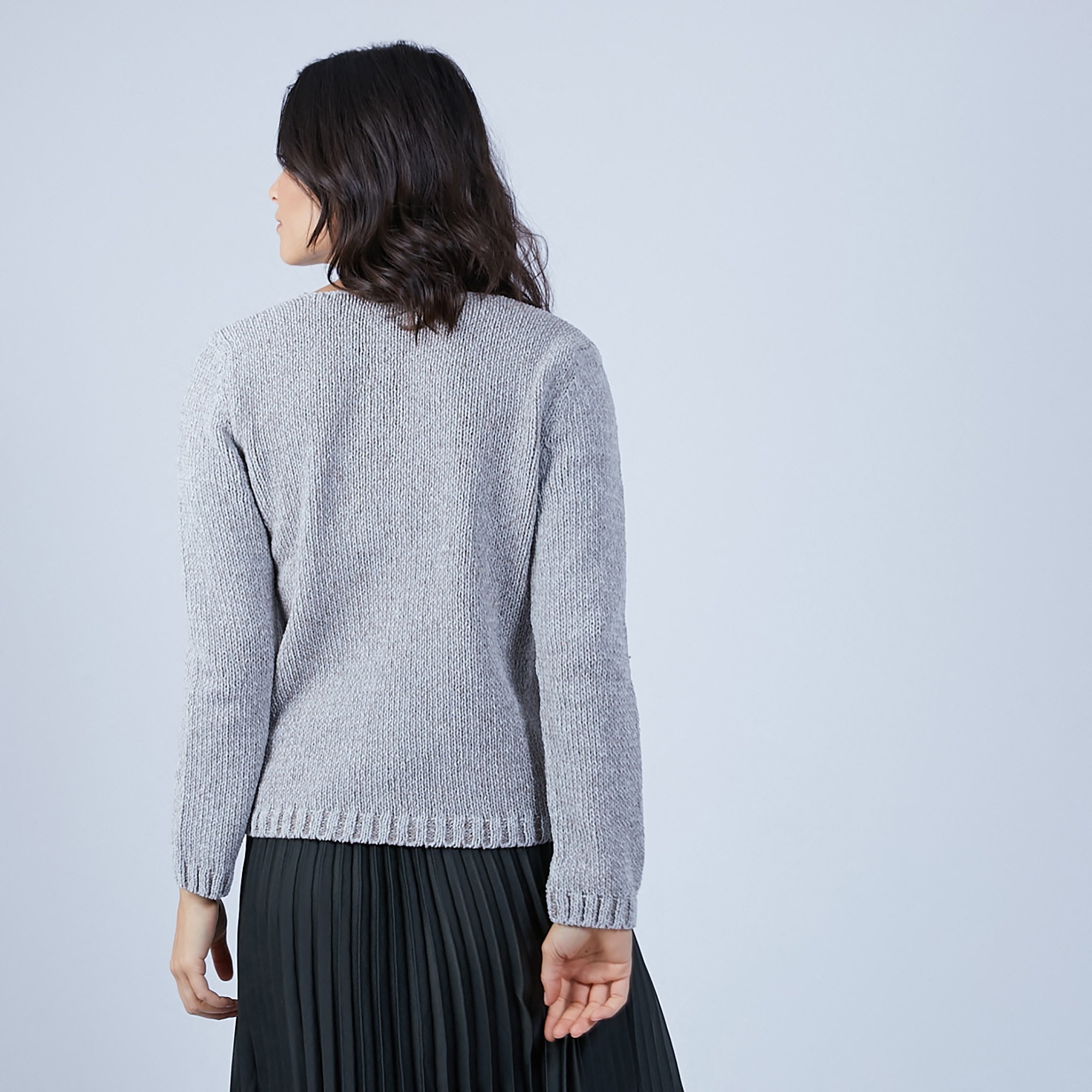 Pull col V en soie & laine velours - Bobby