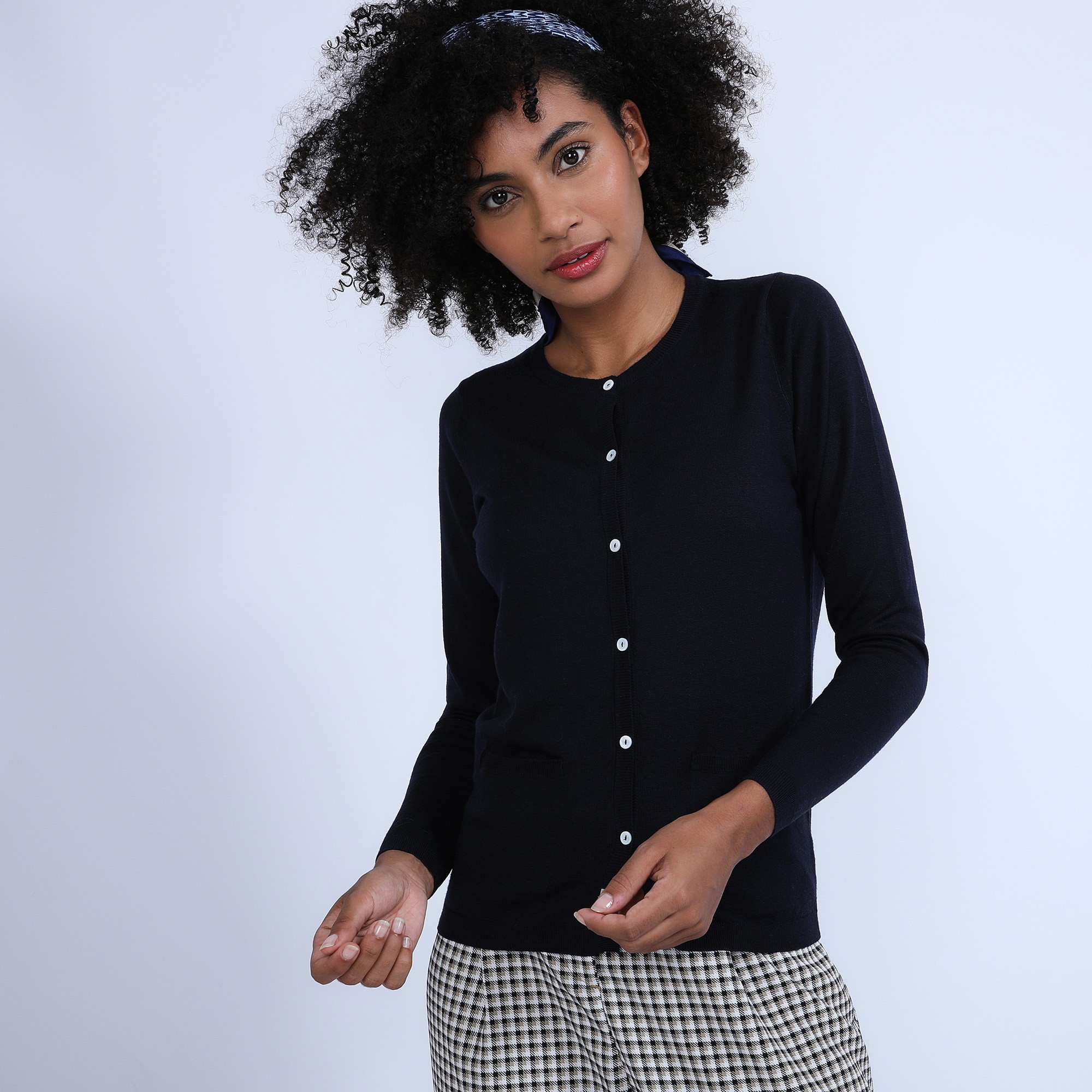 Gilet en laine mérinos - Belita 6640 marine - 05 Bleu marine
