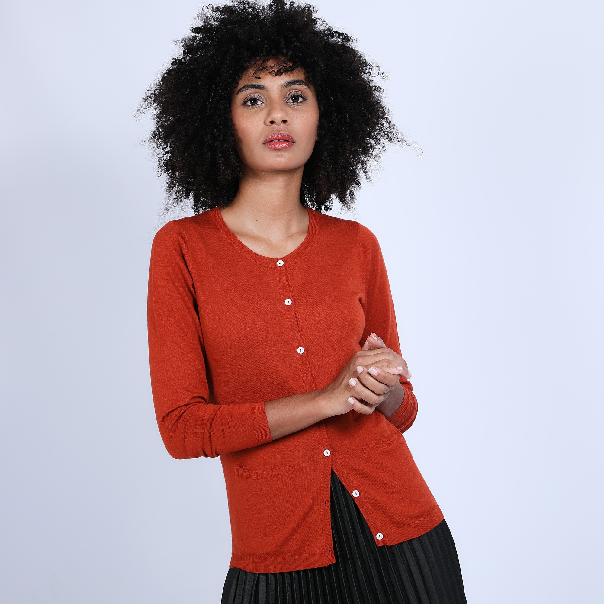 Gilet en laine mérinos - Belita 6682 tomette - 46 Marron clair