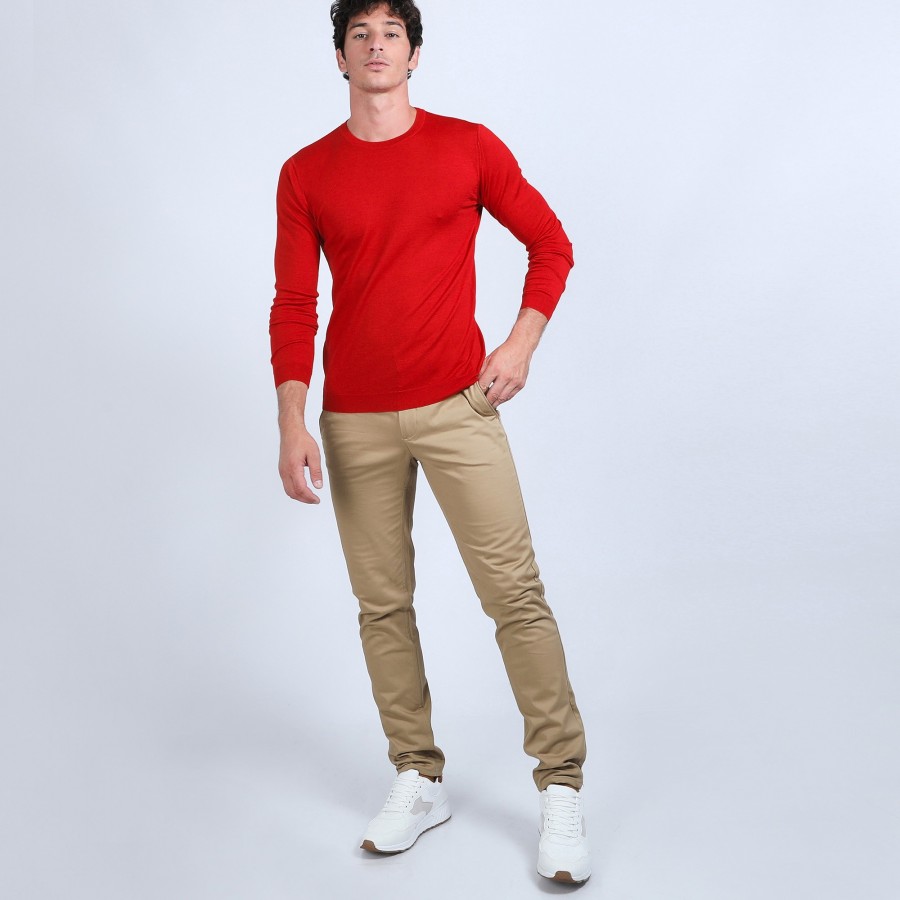 Pull col rond en laine et soie - Barsam