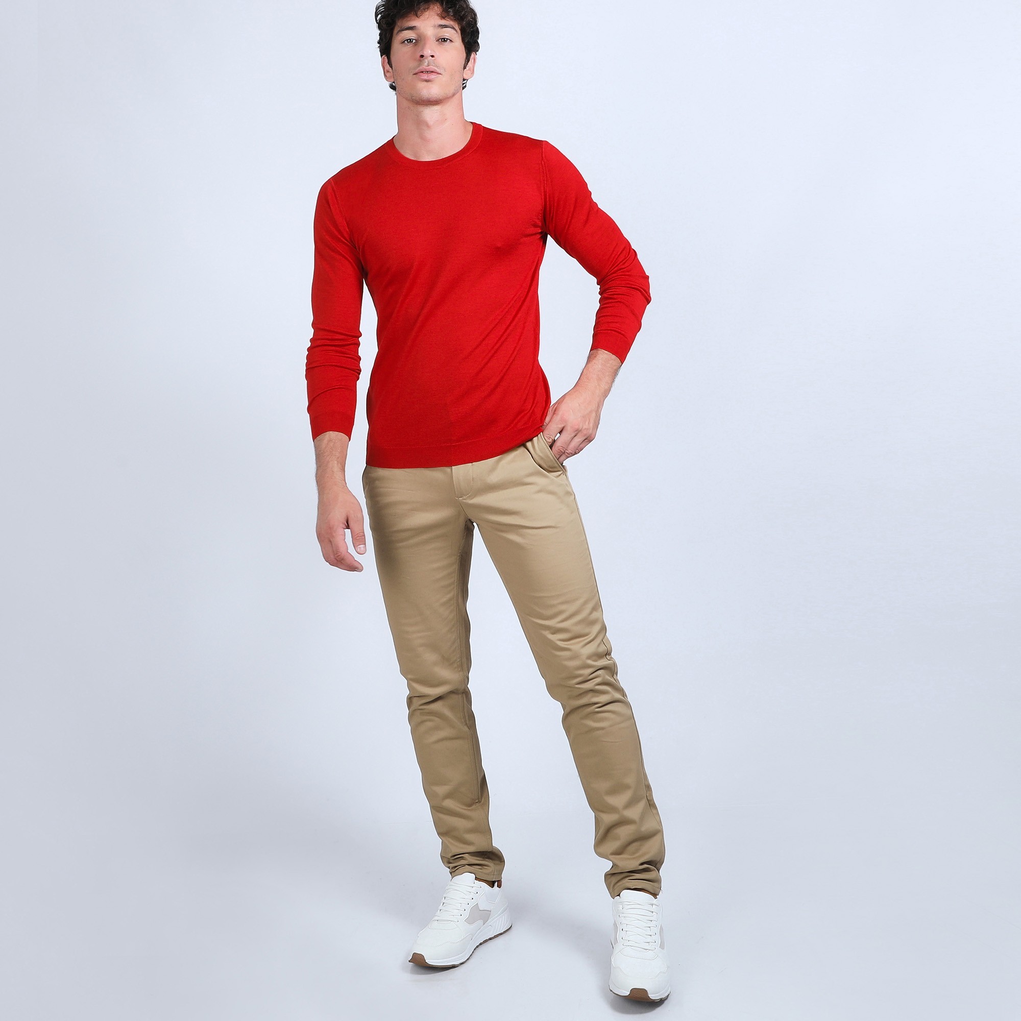 Pull col rond en laine et soie - Barsam