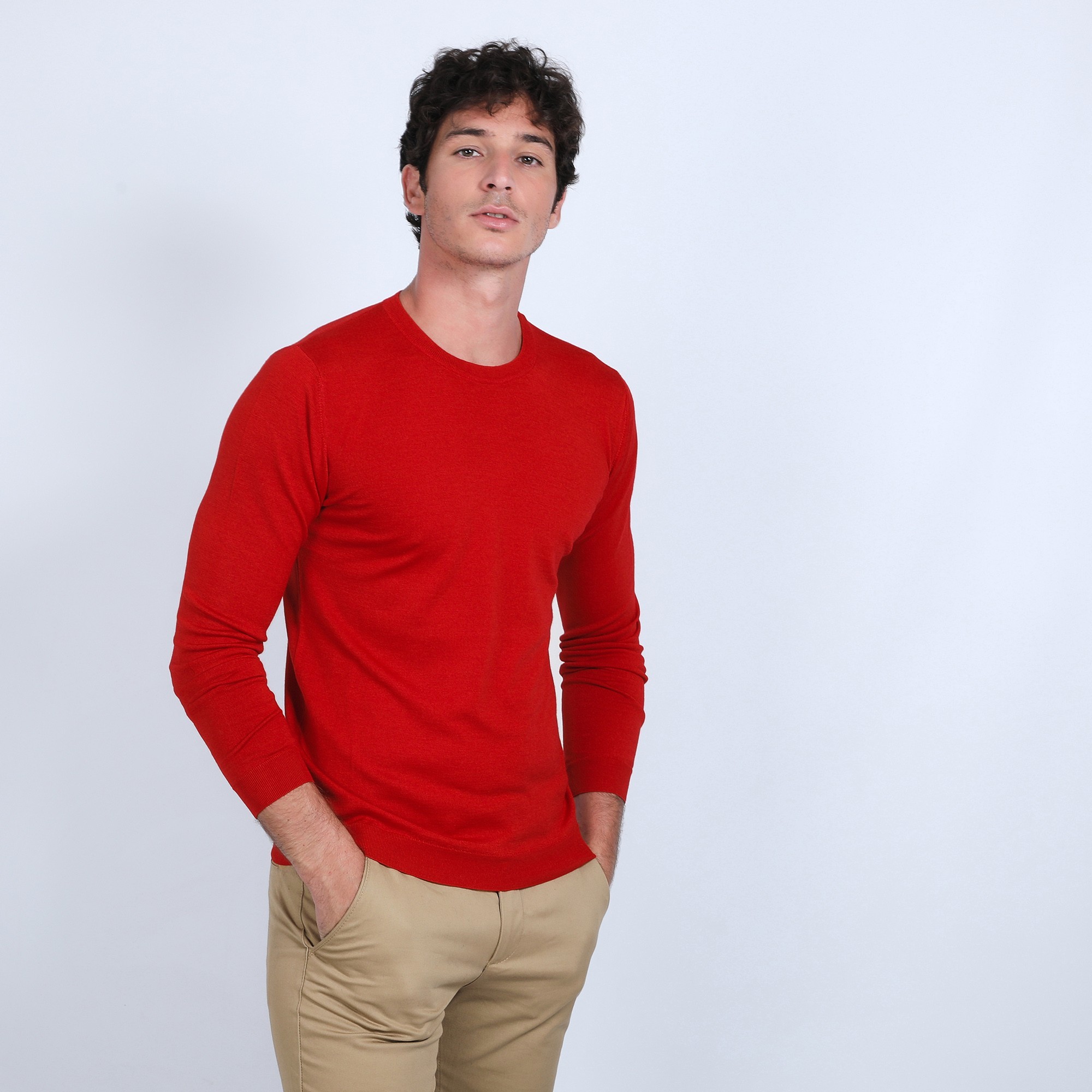 Pull col rond en laine et soie - Barsam