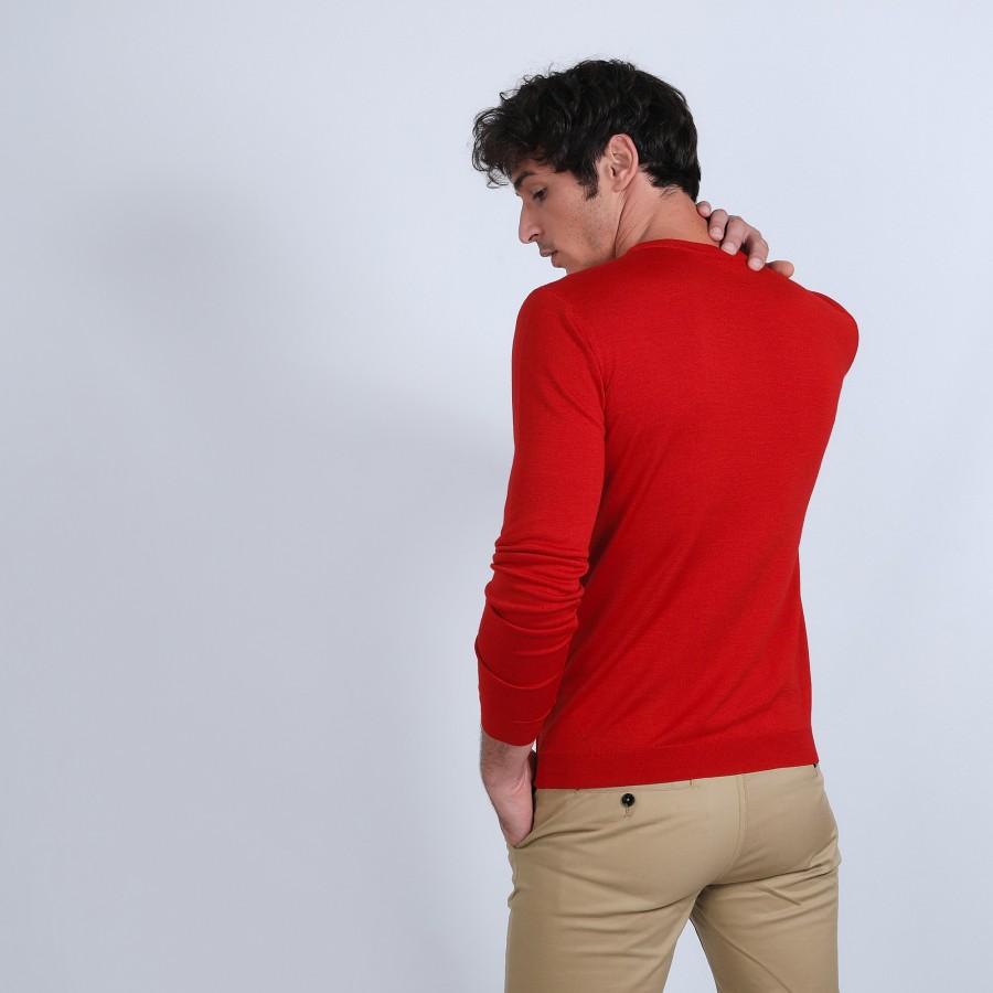 Round-neck jumper in wool and silk - Barsam