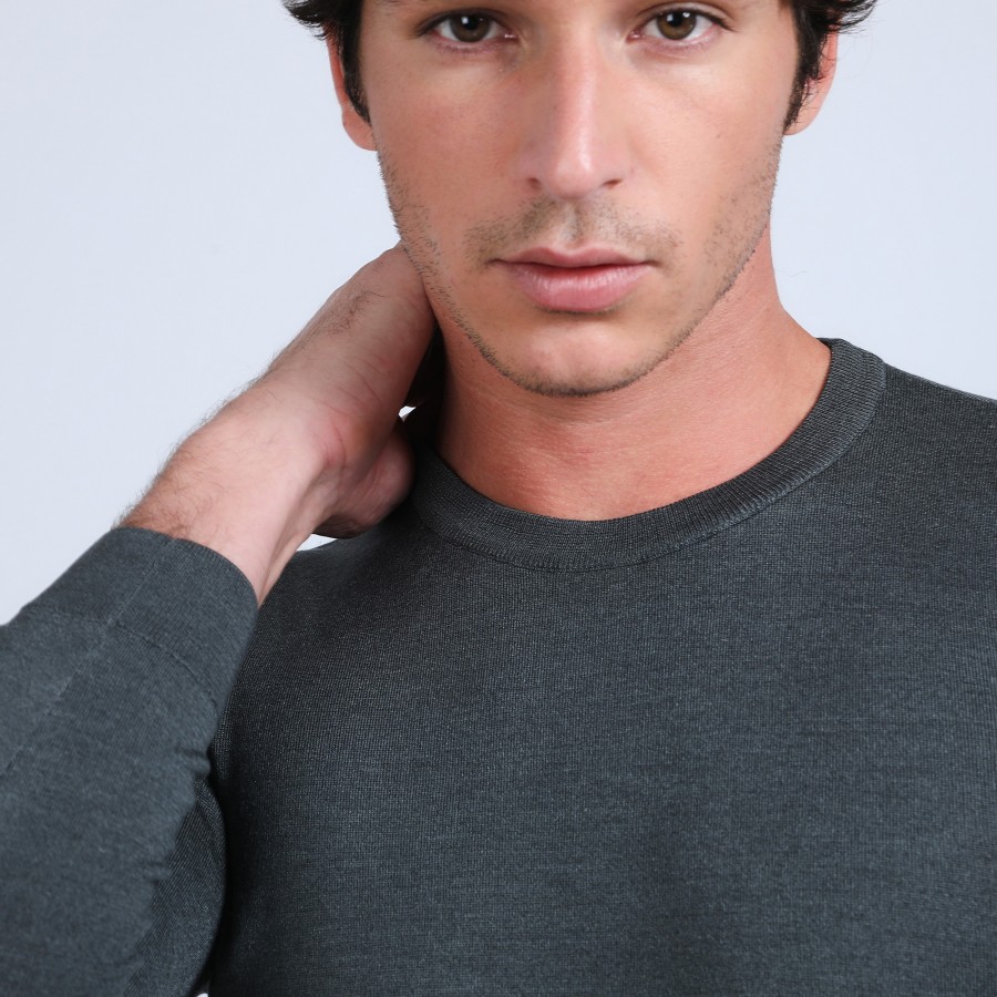 Pull col rond en laine et soie - Barsam