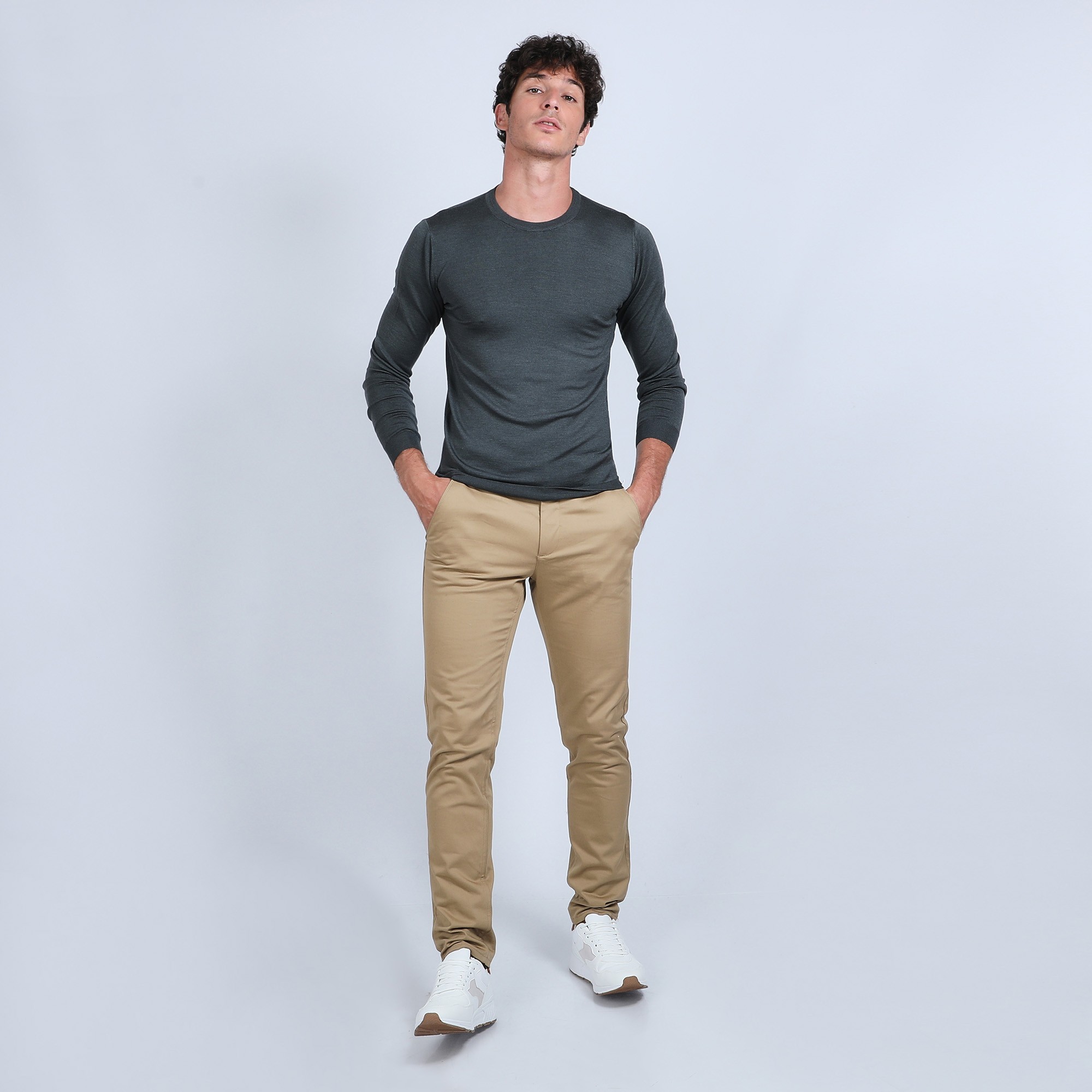 Pull col rond en laine et soie - Barsam