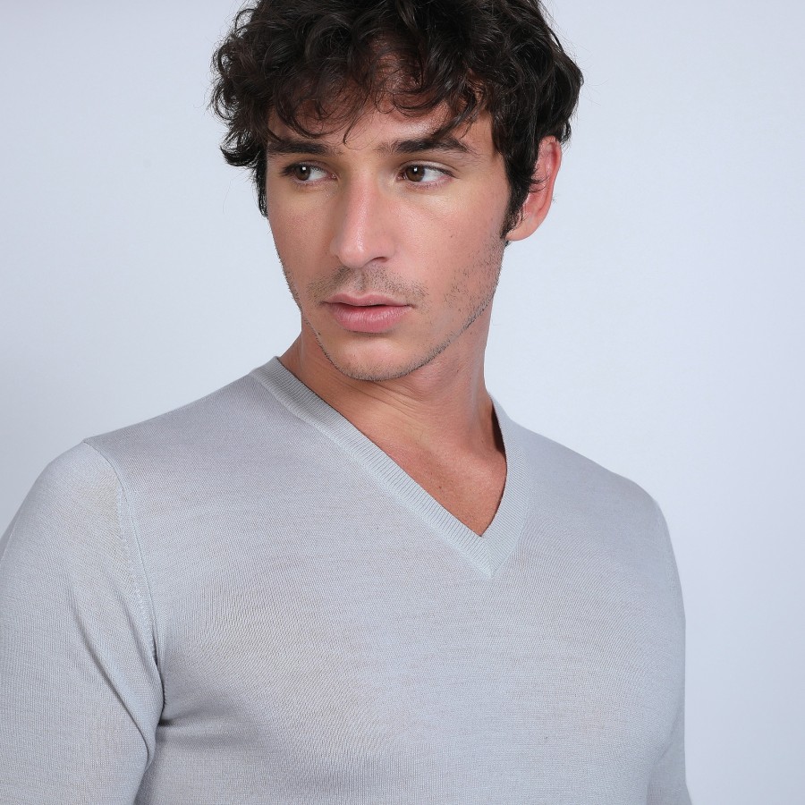 Pull col V en laine mérinos - Elmo