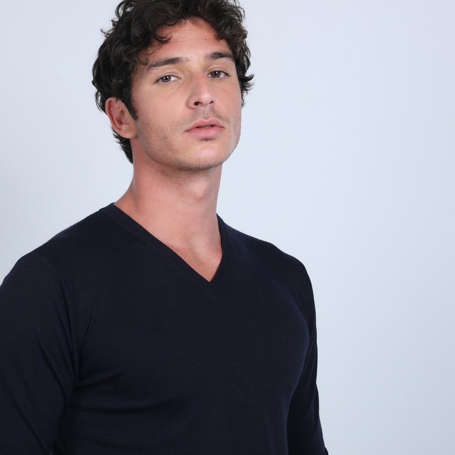 Pull col V en laine mérinos - Elmo