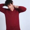 Pull col V en laine mérinos - Badyss 6681 rouge - 51 bordeaux