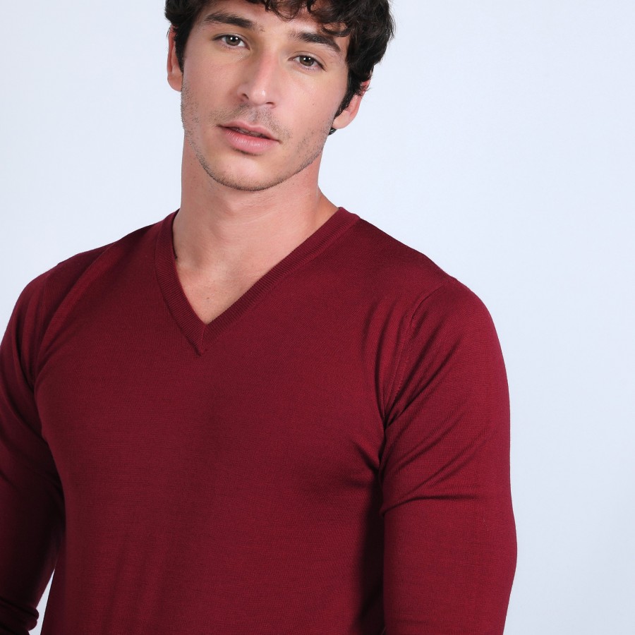 Pull col V en laine mérinos - Elmo