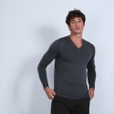 Pull col V en laine mérinos - Badyss 6611 gris anthracite - 10 gris foncé