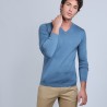 Pull col V en laine mérinos - Badyss 6641 crique - 06 bleu moyen