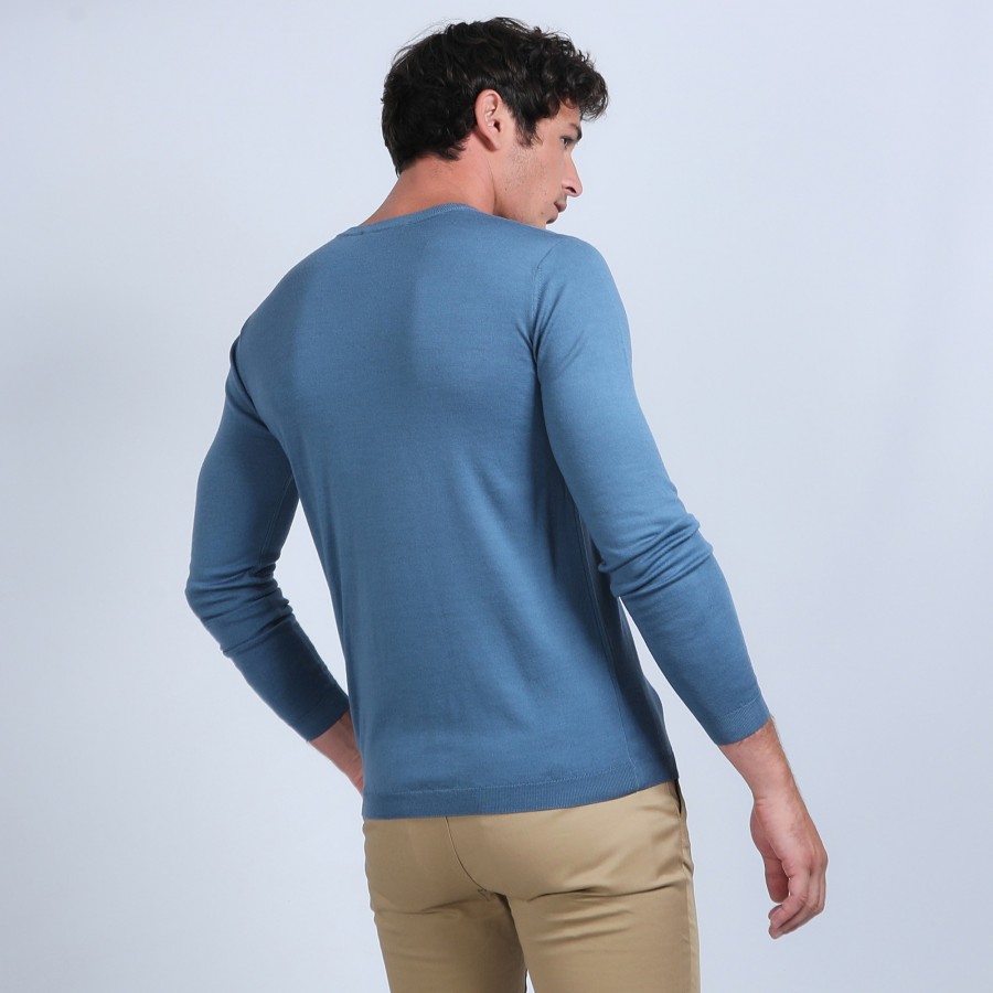 Pull col V en laine mérinos - Elmo