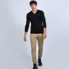 Pull col V en laine mérinos - Badyss 6610 noir - 01 noir