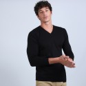 Pull col V en laine mérinos - Badyss 6610 noir - 01 noir