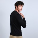 Pull col rond en laine mérinos - Bardem 6610 noir  - 01 Noir