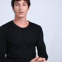 Pull col rond en laine mérinos - Bardem 6610 noir  - 01 Noir