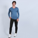 Pull col rond en laine mérinos - Bardem 6641 crique - 06 bleu moyen