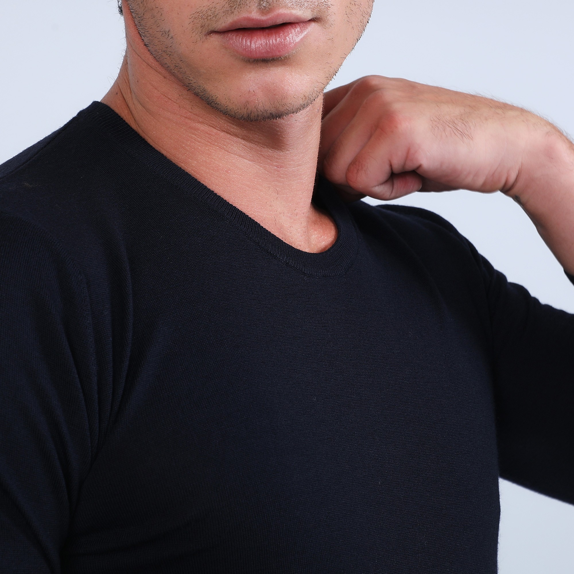Pull col rond en laine mérinos - Bardem 6640 marine - 05 bleu marine