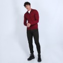 Gilet zippé en laine mérinos - Bastian 6681 ROUGE - 51 Bordeaux