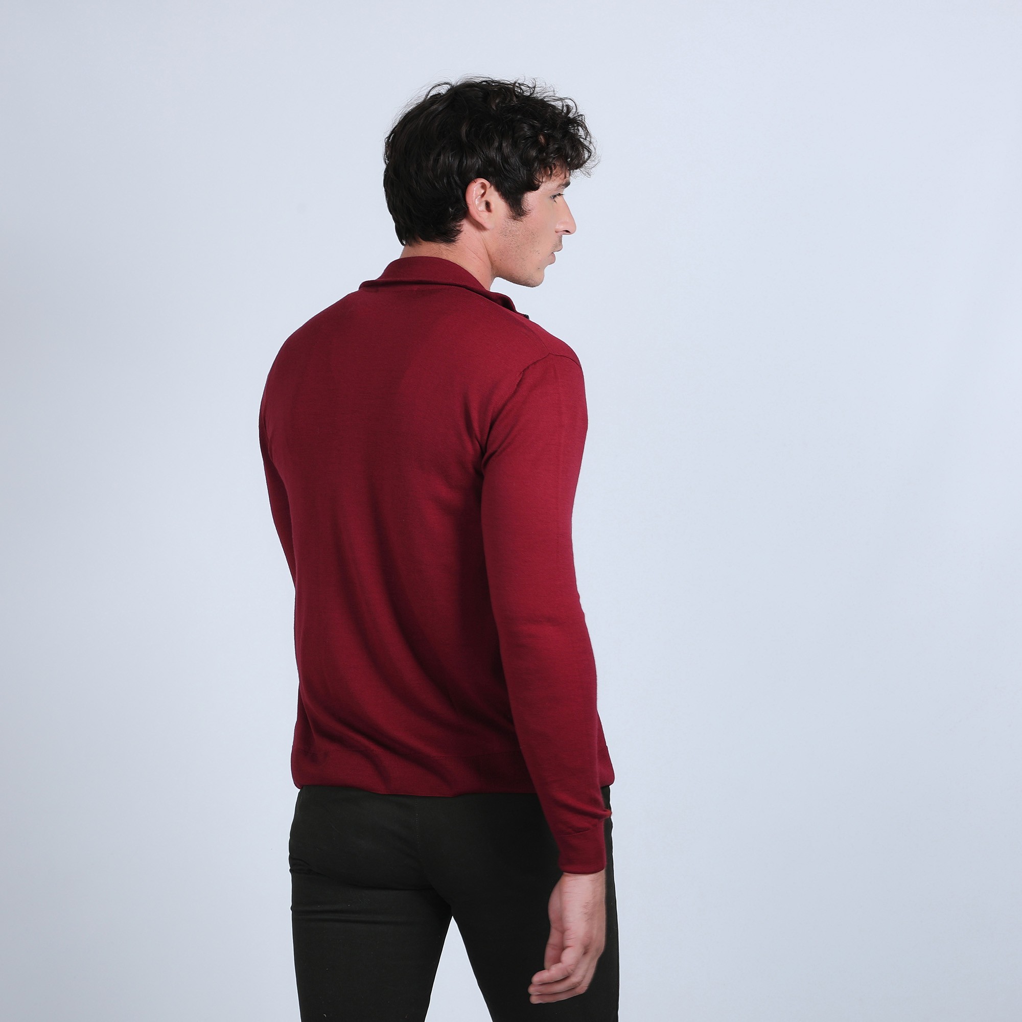 Gilet zippé en laine mérinos - Bastian 6681 ROUGE - 51 Bordeaux