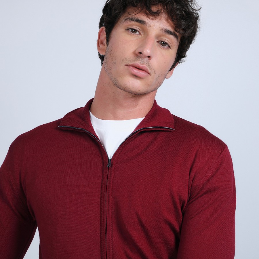 Zipped merino wool cardigan - Estian