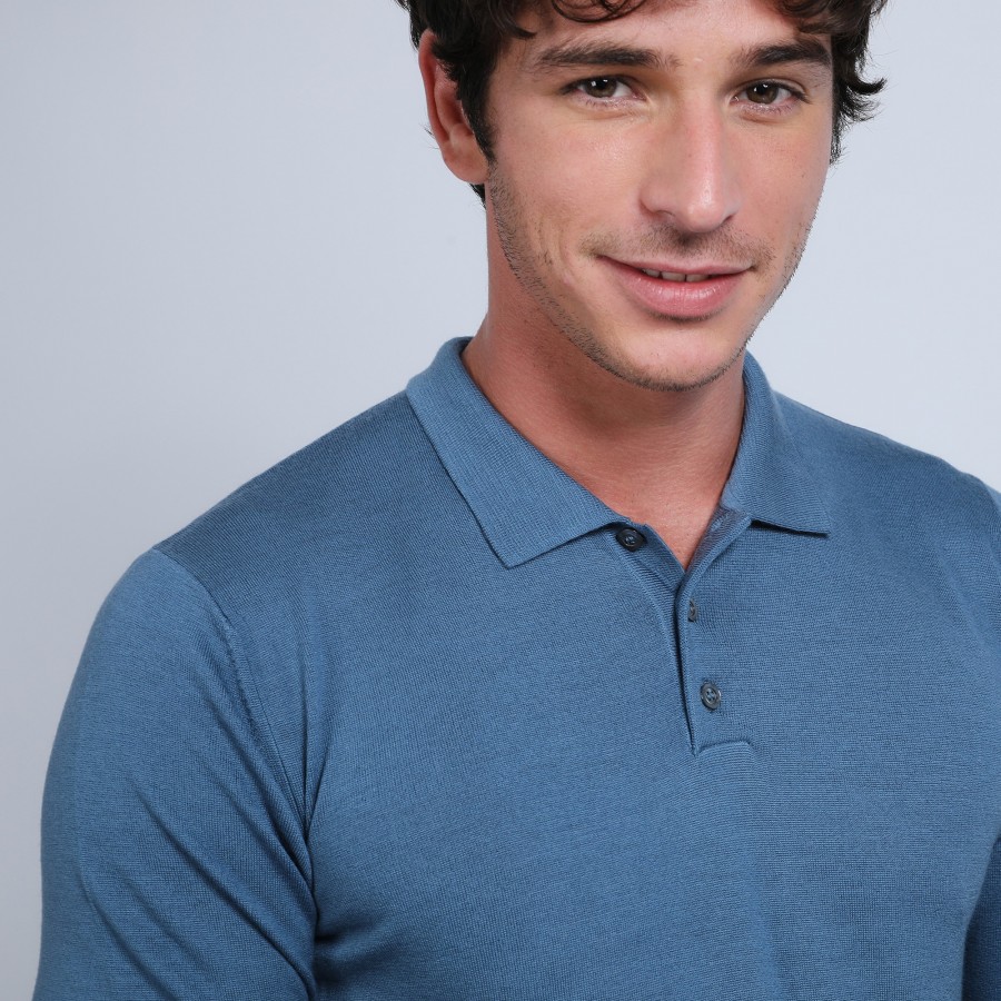 Suéter gola polo de lã merino - Eni