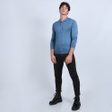 Pull col polo en laine mérinos - Beni 6641 crique - 06 bleu moyen