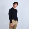 Pull col polo en laine mérinos - Beni 6640 marine - 05 bleu marine