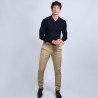 Pull col polo en laine mérinos - Beni 6640 marine - 05 bleu marine