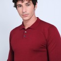 Pull col polo en laine mérinos - Beni 6681 rouge - 51 bordeaux