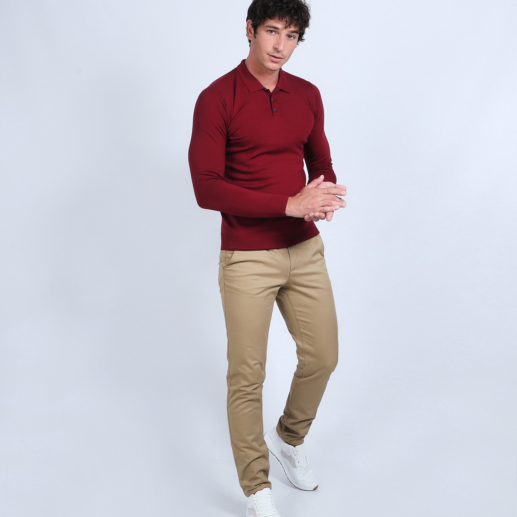 Pull col polo en laine mérinos - Beni