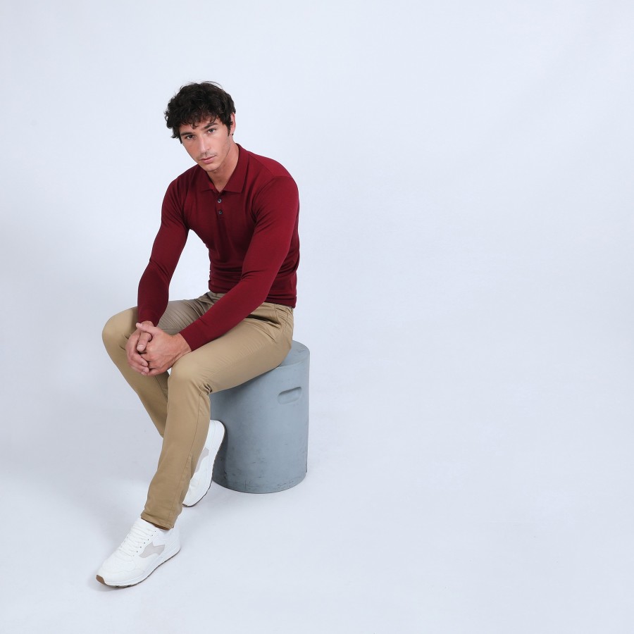 Suéter gola polo de lã merino - Eni