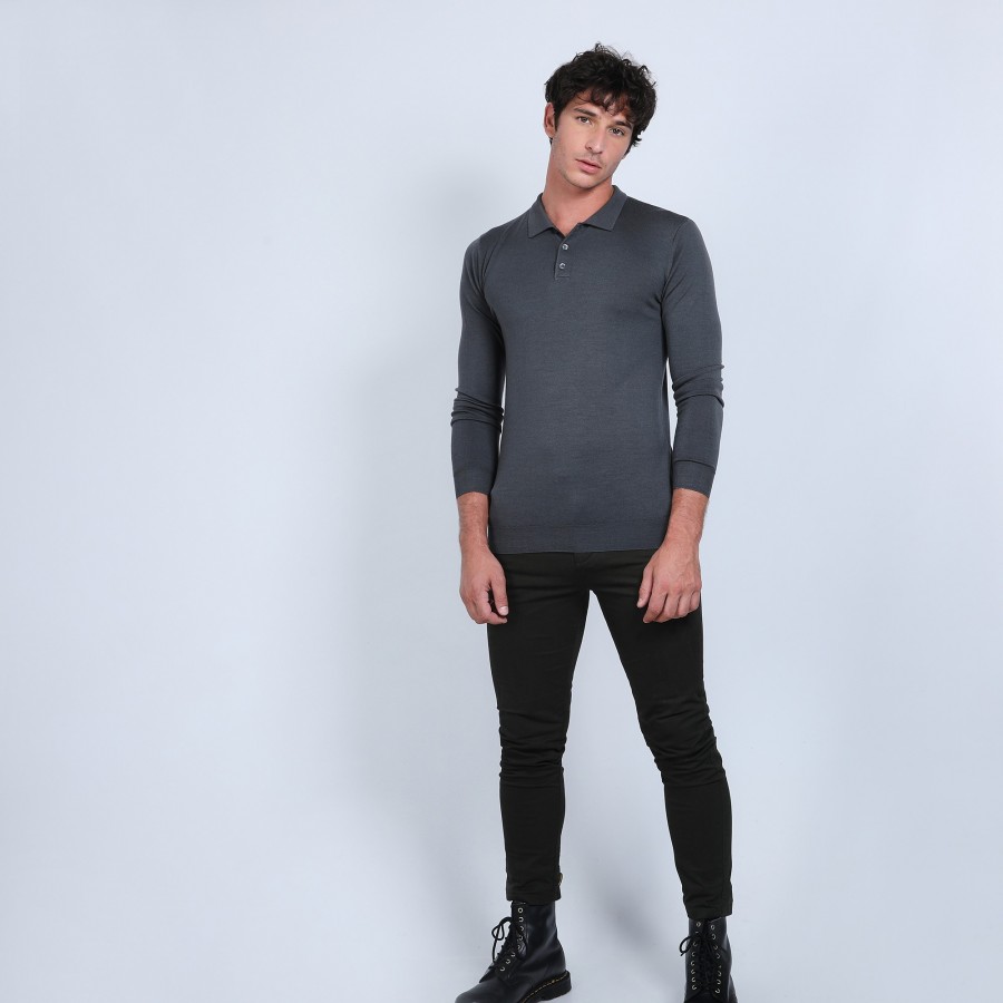 Suéter gola polo de lã merino - Eni