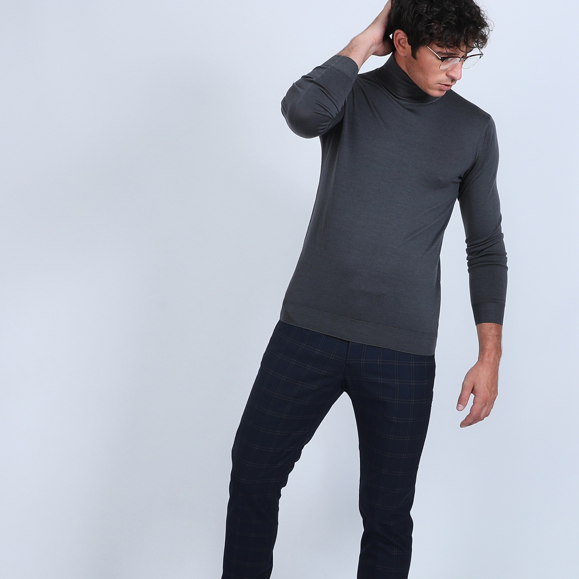 Pull col roulé en laine mérinos - Berry 6611 gris anthracite - 10 gris foncé