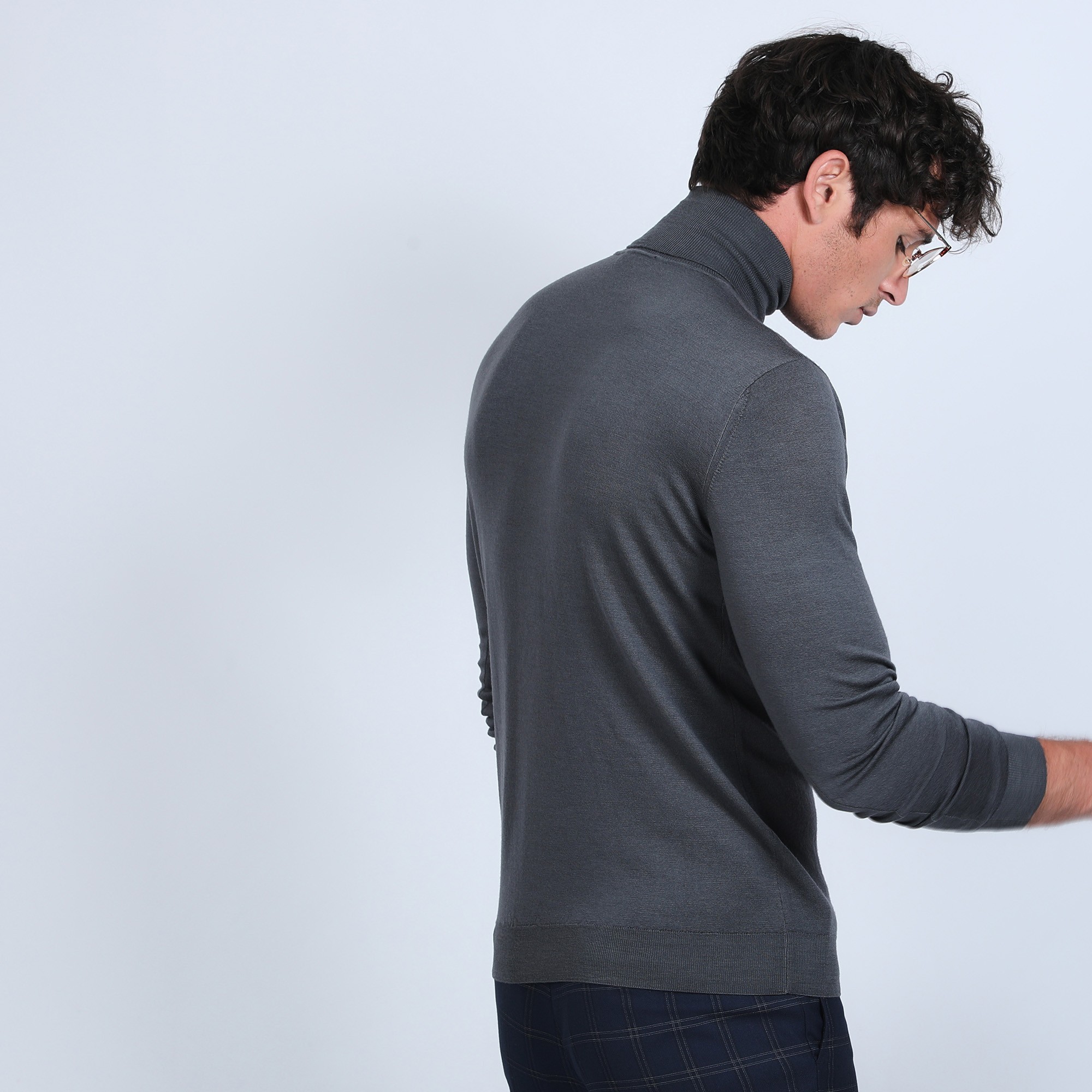 Pull col roulé en laine mérinos - Berry 6611 gris anthracite - 10 gris foncé