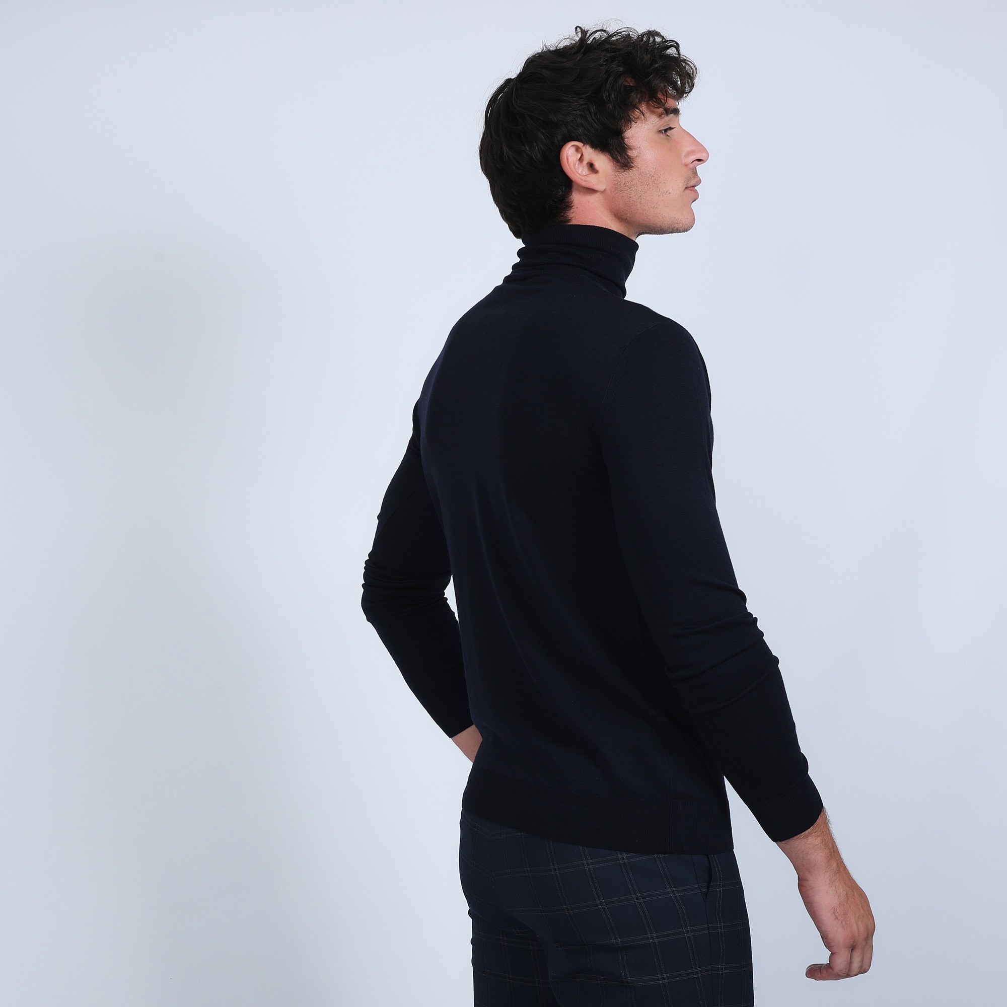 Pull col roulé en laine mérinos - Berry 6640 marine - 05 bleu marine