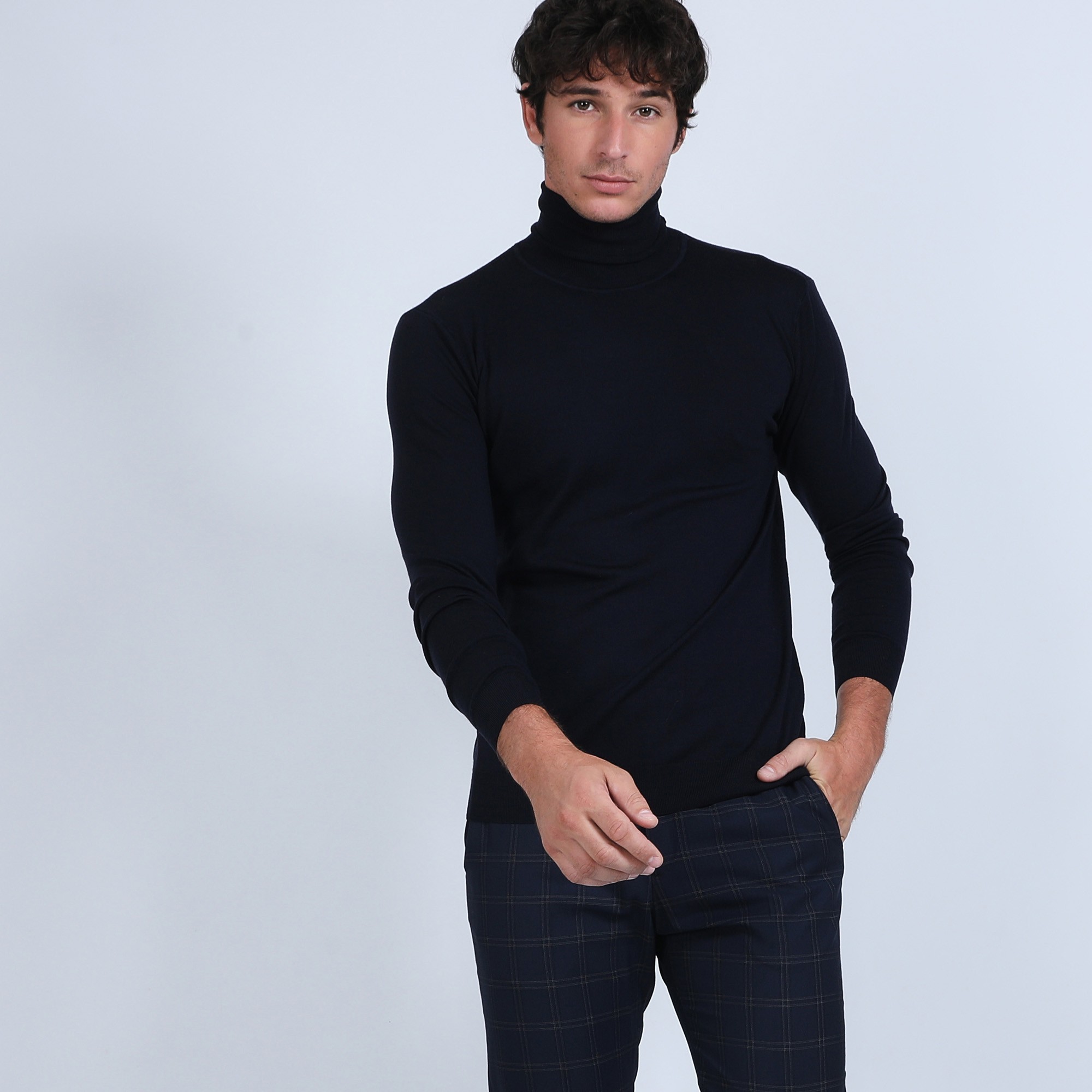 Pull col roulé en laine mérinos - Berry 6640 marine - 05 bleu marine