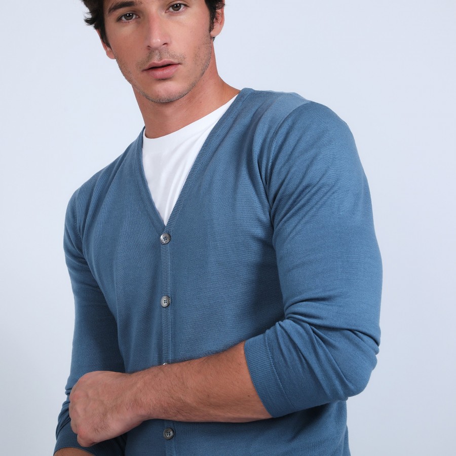 Button-down cardigan in merino wool - Etienne