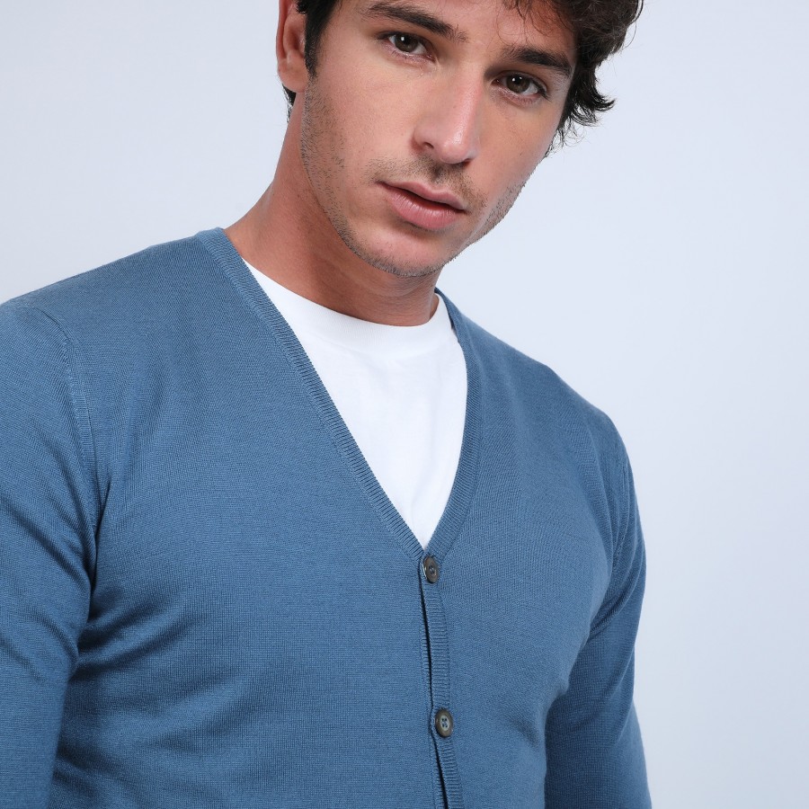 Button-down cardigan in merino wool - Etienne