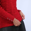 Pull col montant manches boutonnées - Sumaya 6680 ecarlate - 52 Rouge