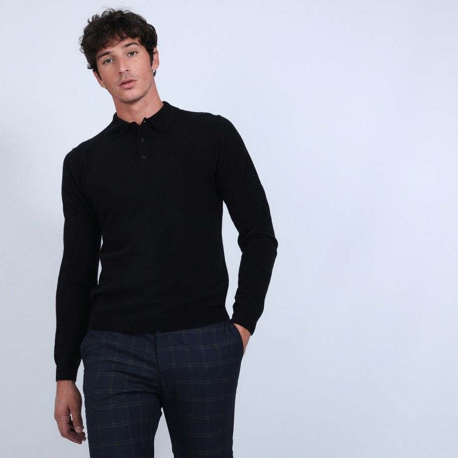 Jumper with polo collar in cashmere - Emerson