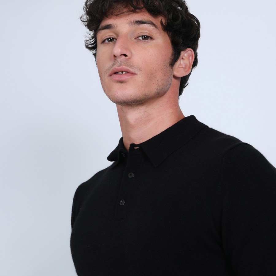 Jumper with polo collar in cashmere - Emerson
