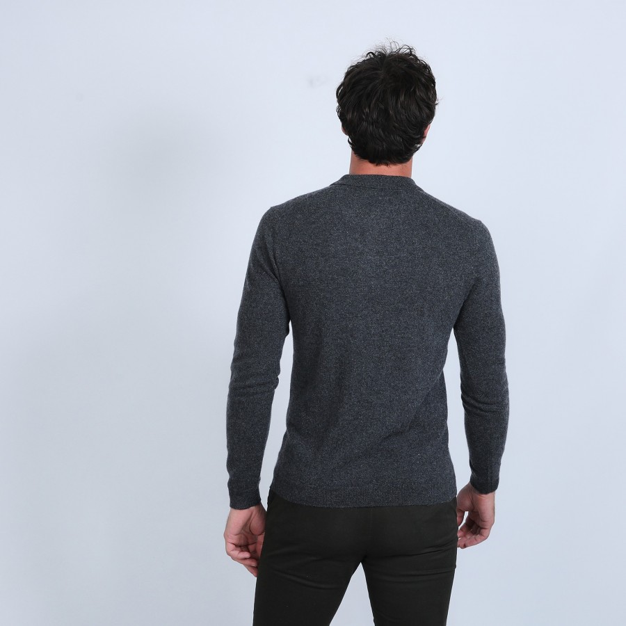 Jumper with polo collar in cashmere - Emerson